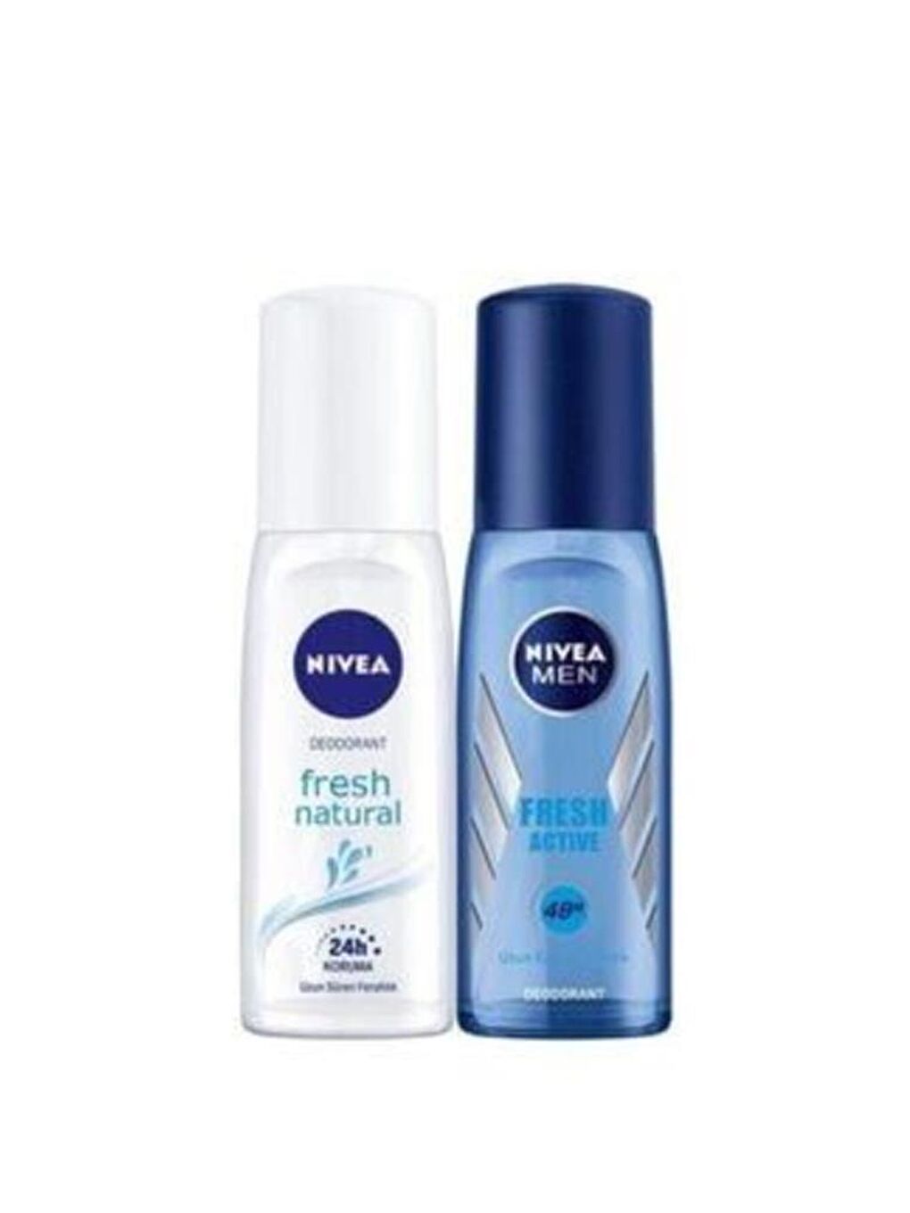 NIVEA Şeffaf Men Fresh Active Pump Sprey Deodorant 75 ml Ve Fresh Natural Kadın Deodorant, 48 Saat Koruma