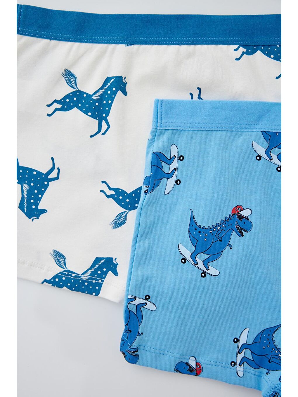 2'Li Paket Dino Erkek Çocuk Boxer Mavi/Ekru-3