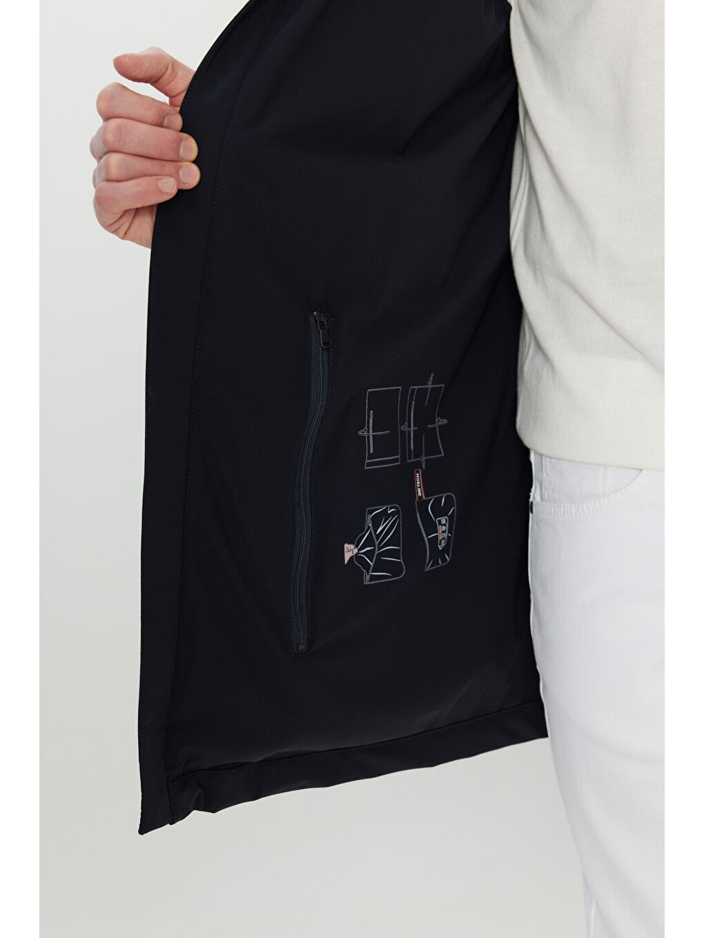 Erkek Lacivert Standart Fit Normal Kesim Dik Yaka Yan Cepli Trençkot-3