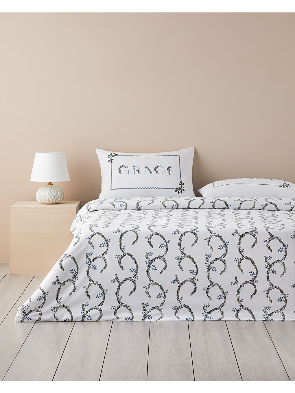 Campanule Pamuklu Ranforce Çift Kişilik Nevresim Takımı 200x220 cm Mavi