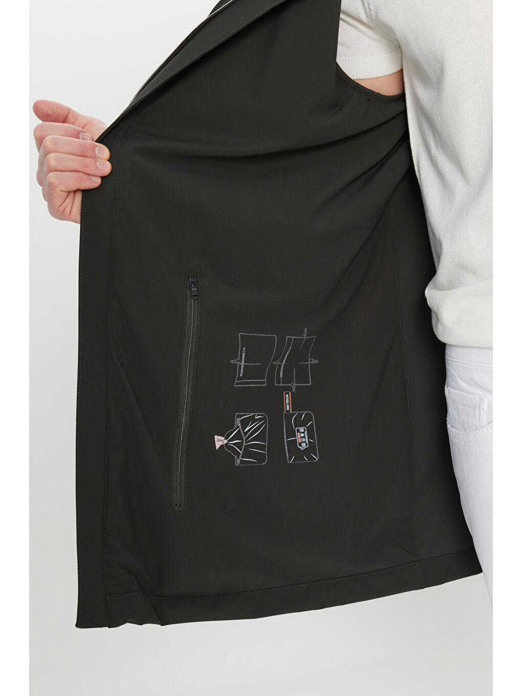 Erkek Haki Standart Fit Normal Kesim Dik Yaka Yan Cepli Trençkot-3