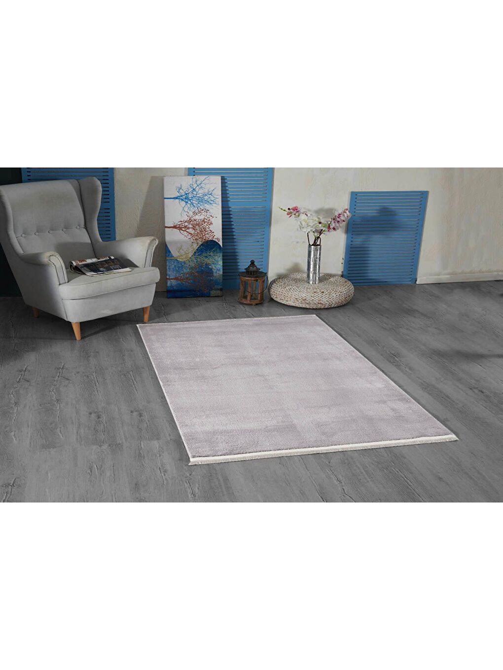 Royal Püsküllü Halı 120X180 Açık Gri