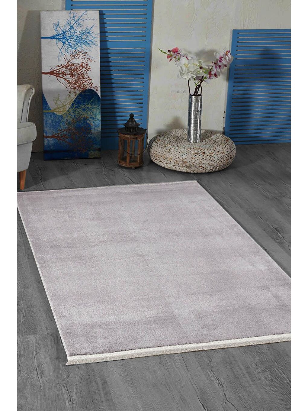 Royal Püsküllü Halı 120X180 Açık Gri-1