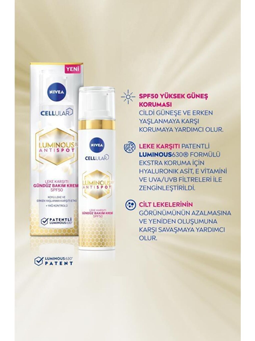 NIVEA Luminous630 Leke Karşıtı Spf50 Gündüz Yüz Kremi 40 ml, Gece Kremi, Cilt Tonu Eşitleyici - 3