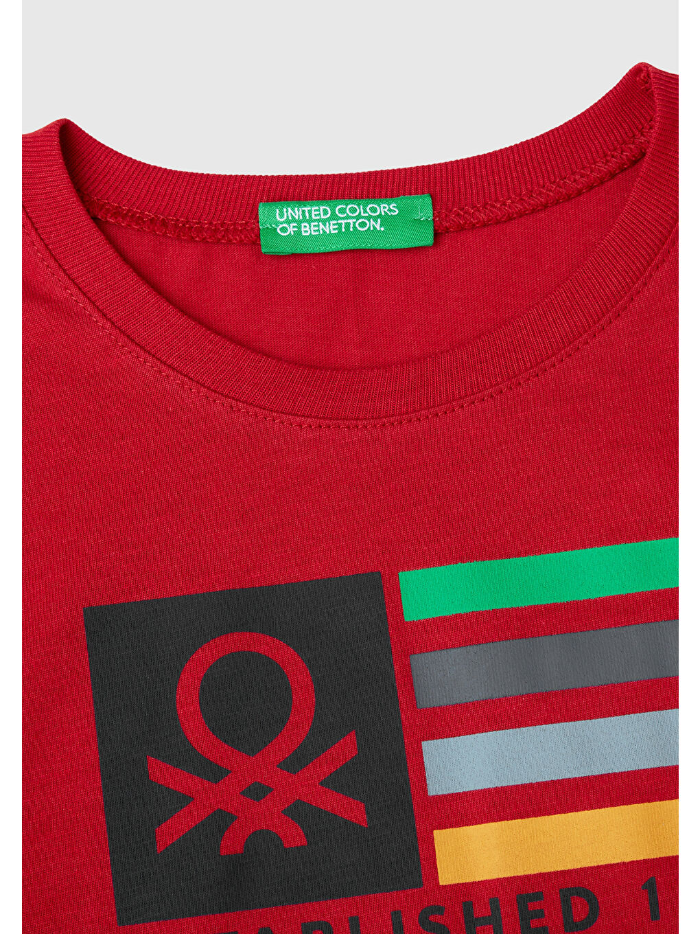 United Colors Of Benetton Erkek Çocuk Kırmızı Çok Renkli Logo Baskılı Bisiklet Yaka Uzun Kollu  Sweatshırt - 2