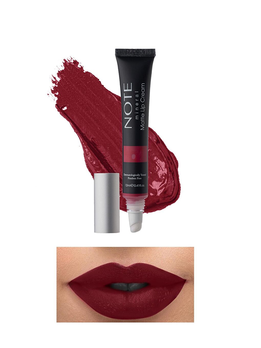 Note Cosmetique Kırmızı Mineral Matte Lip Cream Yarı Mat Bitişli Likit Ruj 05 Plum Wine - Kırmızı - 1