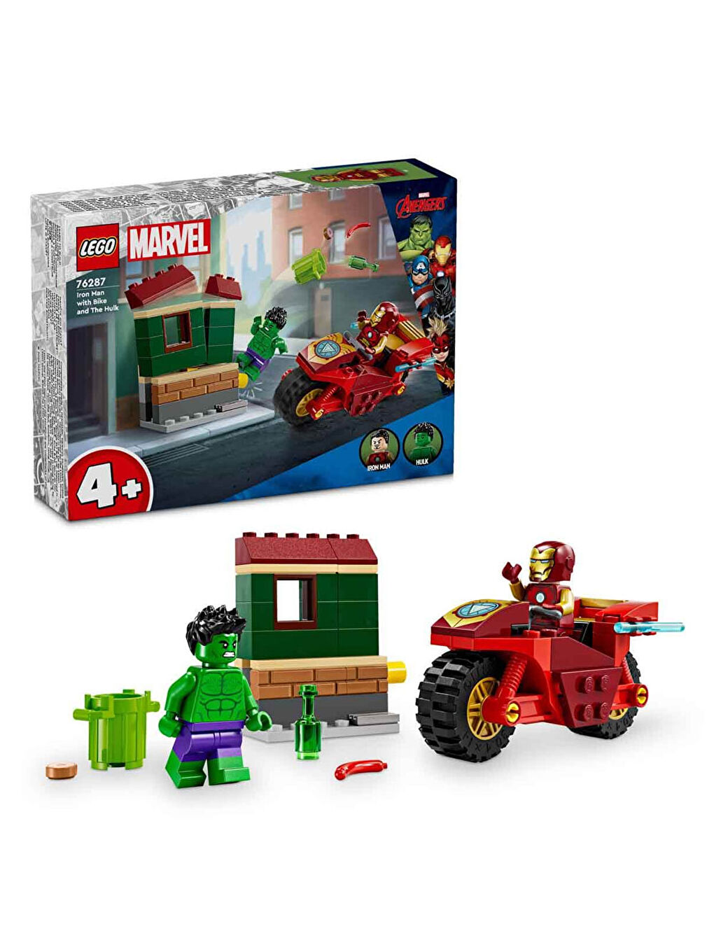 Lego Renksiz Marvel Motosikletli Iron Man ve Hulk