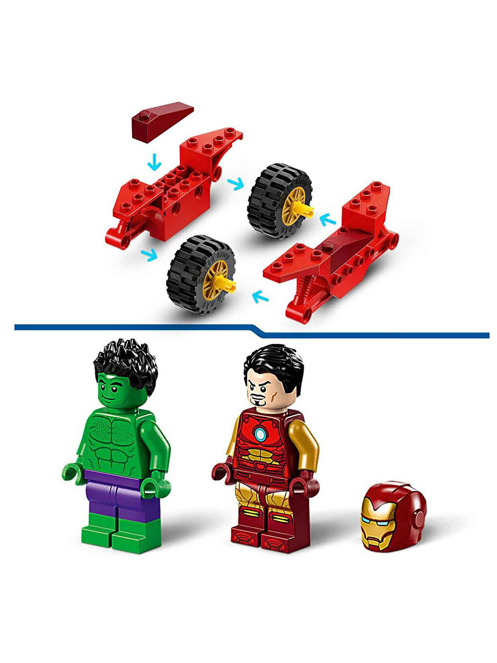 Lego Renksiz Marvel Motosikletli Iron Man ve Hulk - 1