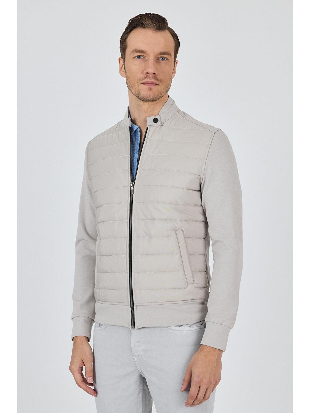 Bej Düz Suprem Dik Yaka Astarsız Slim Fit Mont 1007250114