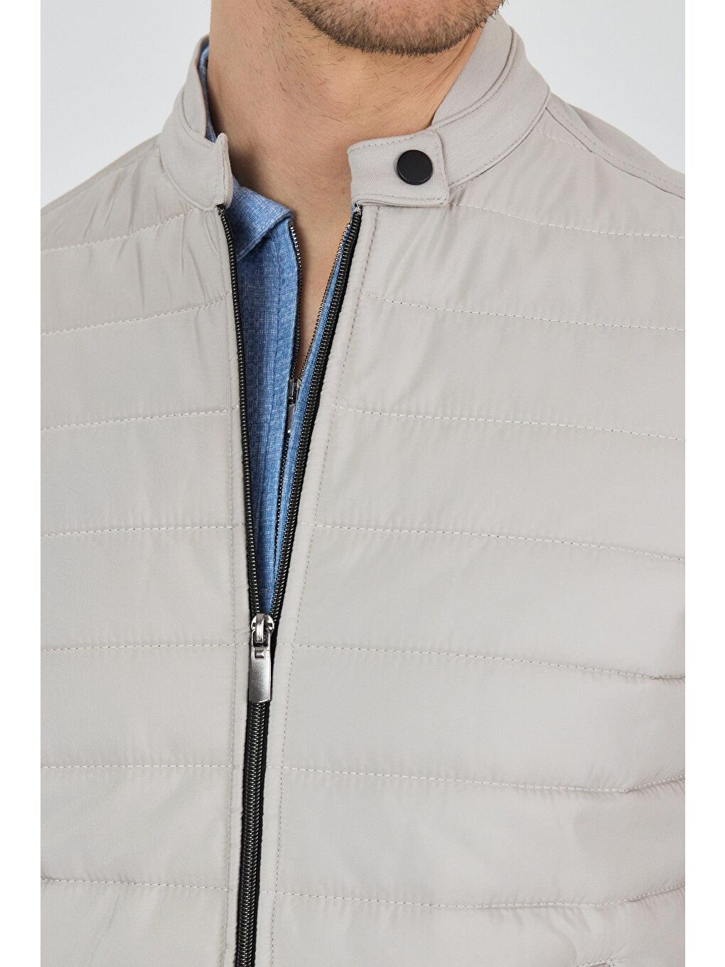 Bej Düz Suprem Dik Yaka Astarsız Slim Fit Mont 1007250114-3