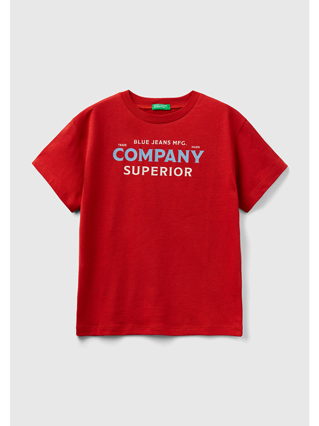 United Colors Of Benetton Kırmızı Erkek Çocuk Kırmızı Önü Çok Renkli Baskılı Bisiklet Yaka Regular T-Shirt