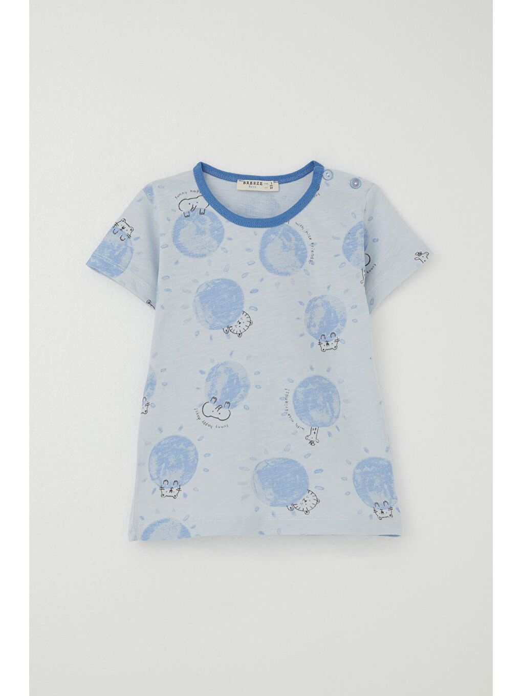 Erkek Bebek Pijama Takımı Sevimli Hayvanlar Alemi Dostluk Temalı Açık Mavi (9 Ay-3 Yaş)-5