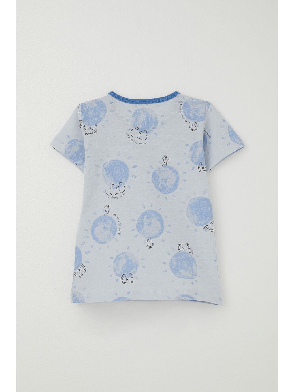 Erkek Bebek Pijama Takımı Sevimli Hayvanlar Alemi Dostluk Temalı Açık Mavi (9 Ay-3 Yaş)-6