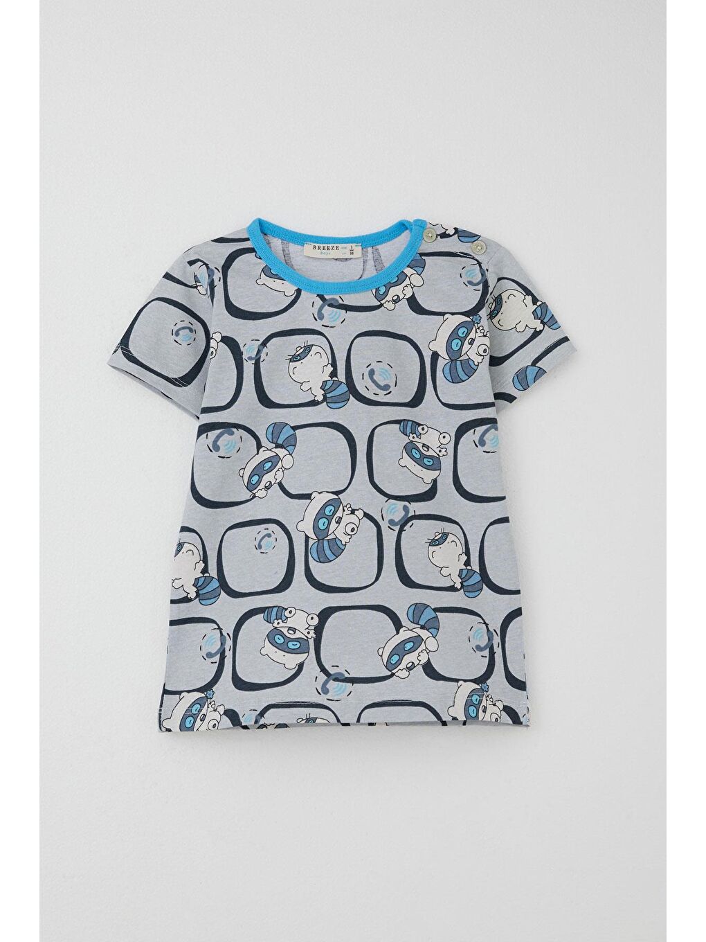 Breeze Erkek Bebek Pijama Takımı Sevimli Rakun Desenli Gri (9 Ay-3 Yaş) - 2