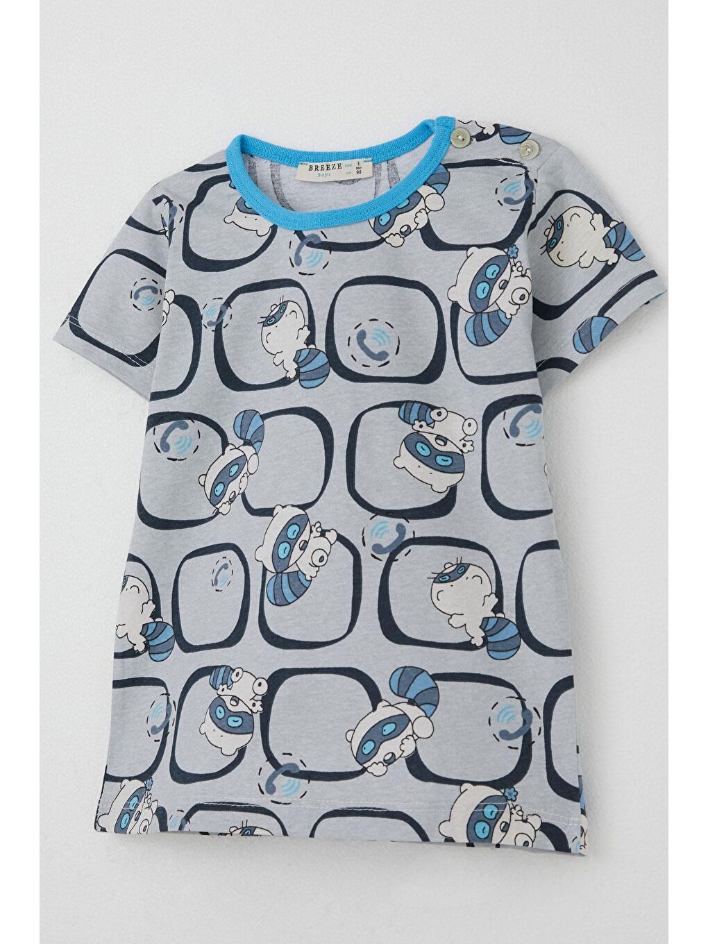 Breeze Erkek Bebek Pijama Takımı Sevimli Rakun Desenli Gri (9 Ay-3 Yaş) - 6