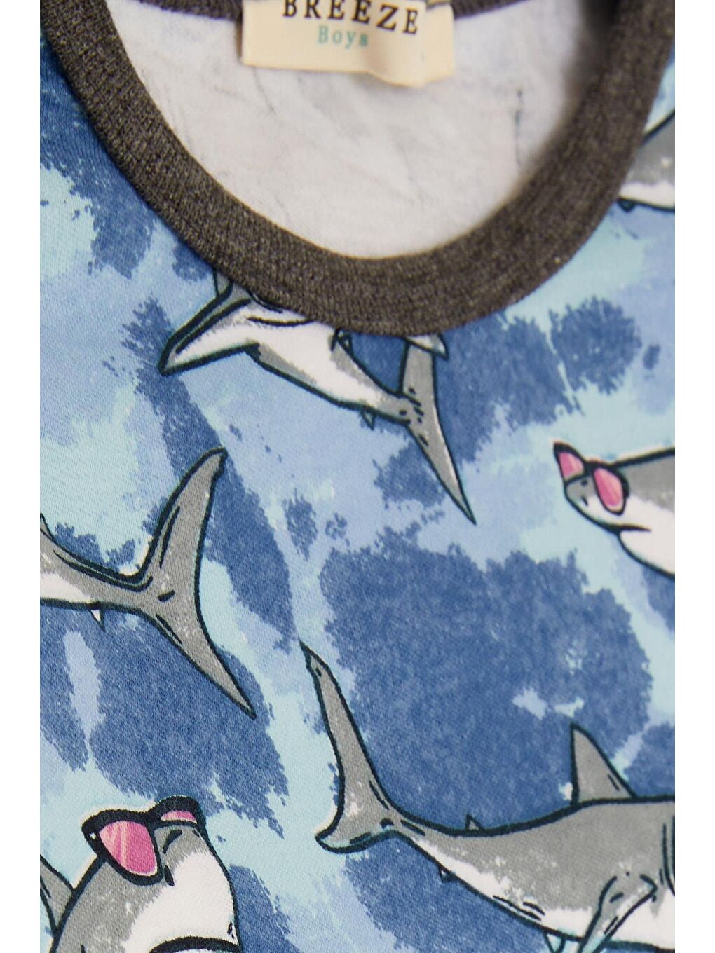 Erkek Bebek Pijama Takımı Gözlüklü Köpekbalığı Desenli Karışık Renk (9 Ay)-1