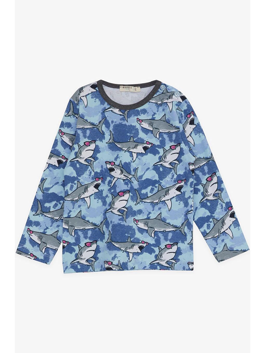 Erkek Bebek Pijama Takımı Gözlüklü Köpekbalığı Desenli Karışık Renk (9 Ay)-3