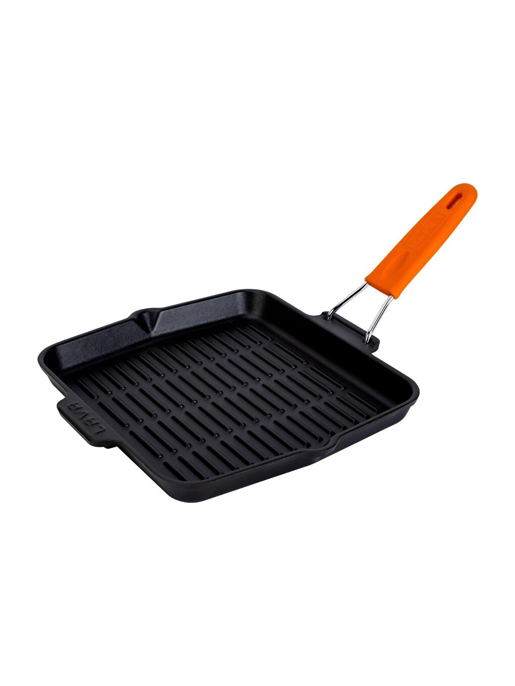 Turuncu Kare Sığ Izgara Tavası Silikon Tel Saplı Ölçü 24x24cm.-1