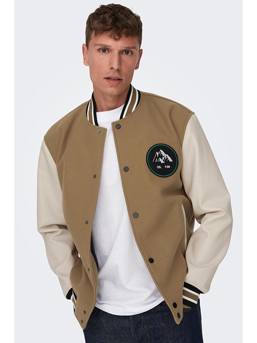 Only&Sons Kahverengi Onsjason Regular Fit Kolej Yaka Bomber Erkek Ceket 22026189 - 1