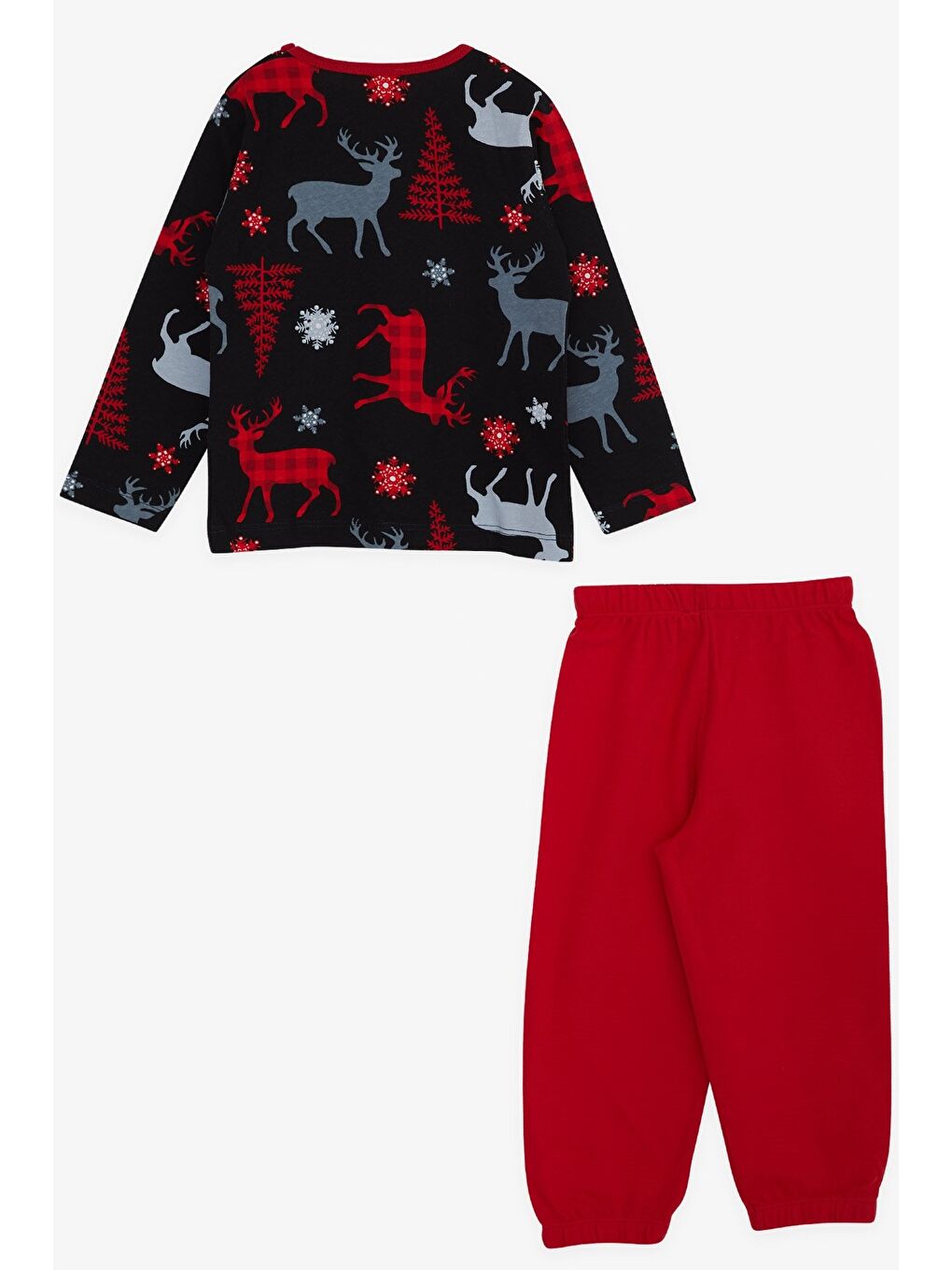 Erkek Bebek Pijama Takımı Geyik Desenli Siyah (9 Ay-1.5 Yaş)-1