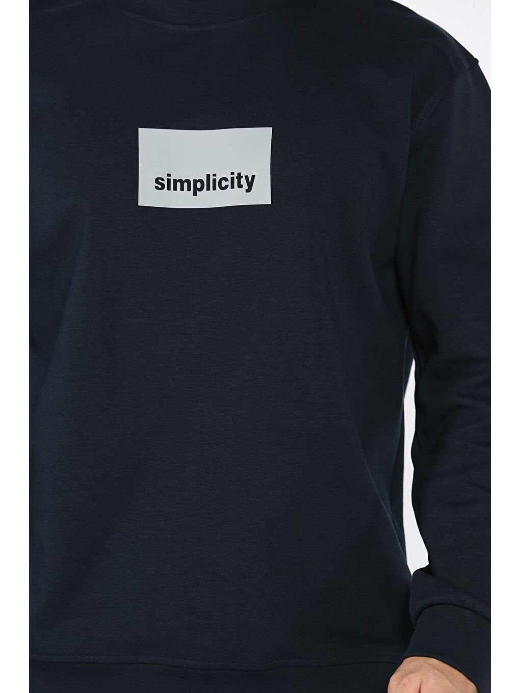 Lacivert Bisiklet Yaka Double Face Erkek Sweatshirt-3