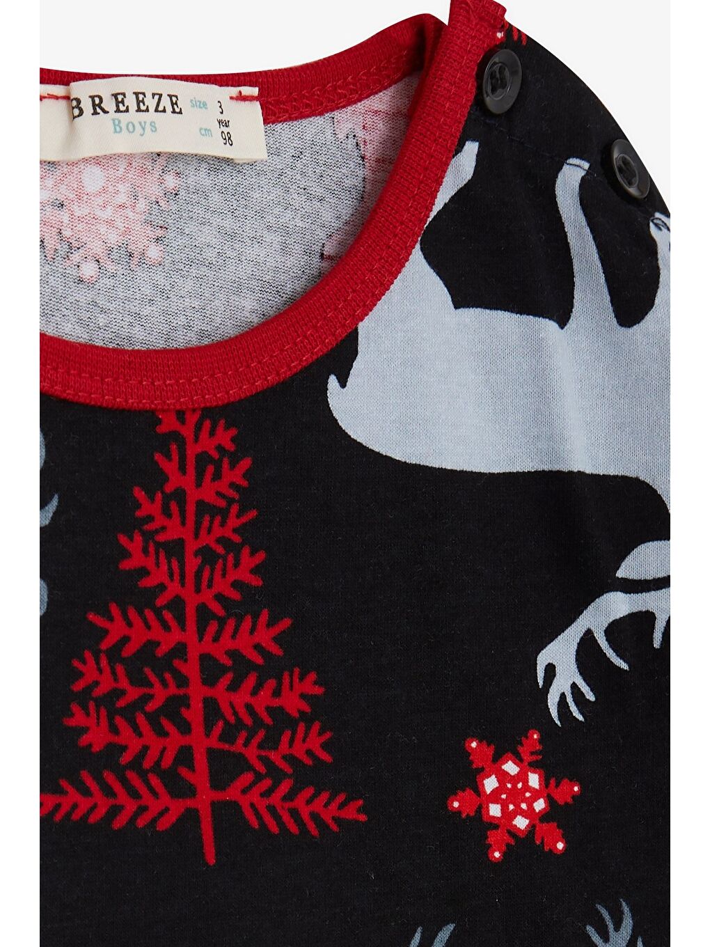 Erkek Bebek Pijama Takımı Geyik Desenli Siyah (9 Ay-1.5 Yaş)-4