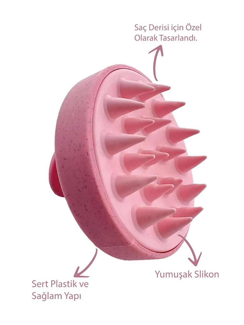 Seay Açık Pembe Saç Bakım Fırçası, Saç Derisine Masaj Yapan Şampuan Tarağı, Duş Fırçası Slikon Saç Masaj Tarağı - 3