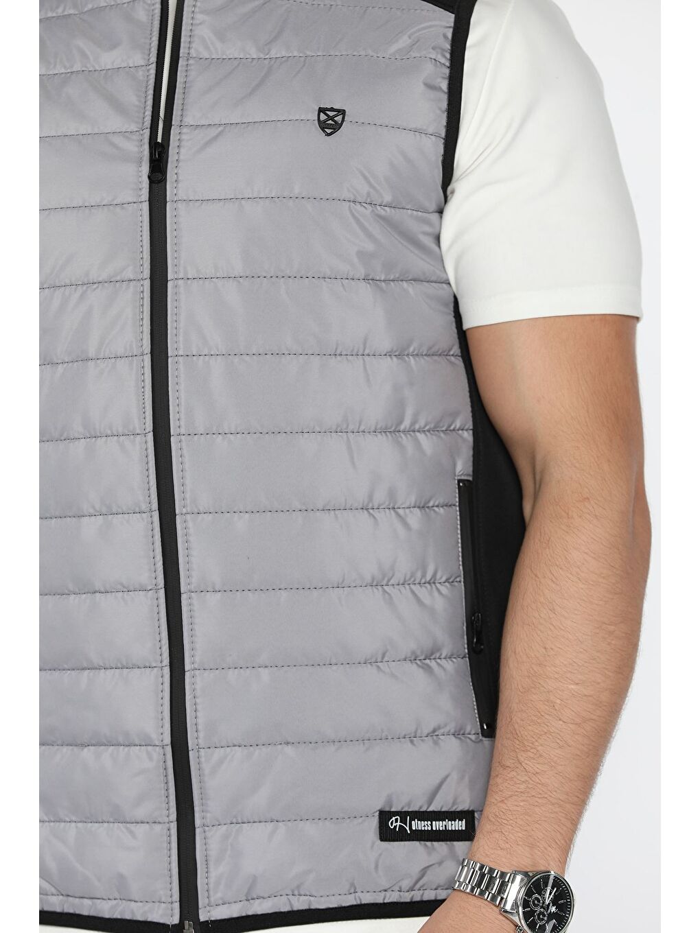 Gri Erkek Kapitoneli Cepli İnce Yelek-3