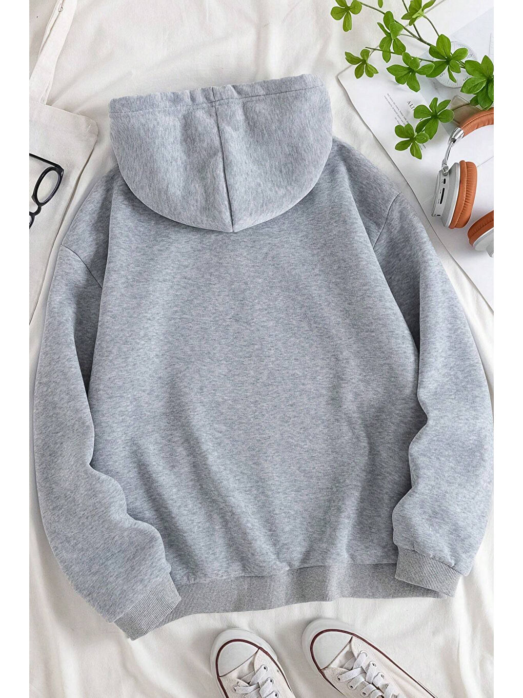 uyguntarz Gri Unisex Panda Baskılı Oversize Sweatshirt - 1