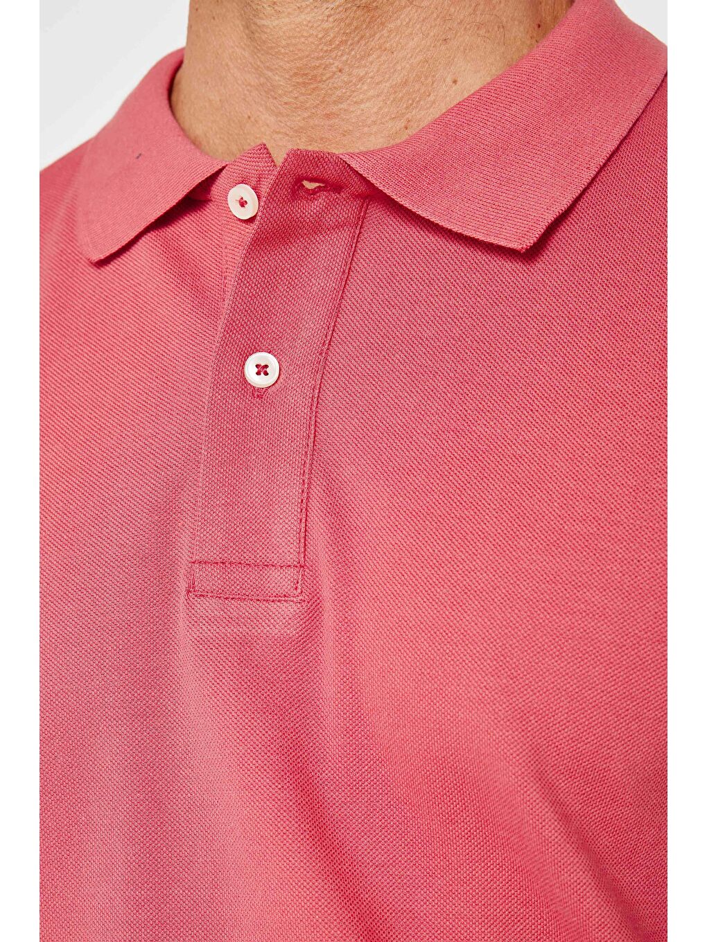 TUDORS Pudra Pembe Erkek Slim Fit Dar Kesim %100 Pamuk Düz Pike Pudra Renk Polo Yaka Tişört - 3