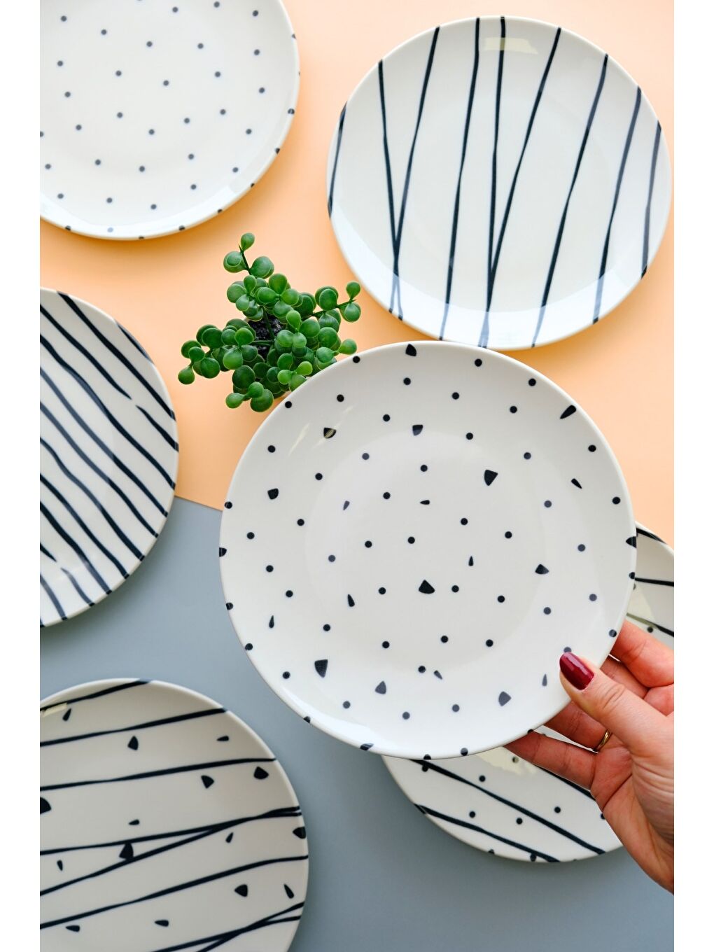 TABAK EVİ Beyaz Porselen Dash Pasta Tabağı 20cm 6 Kişilik 6 Parça TVL6PTPRS1108 - 2