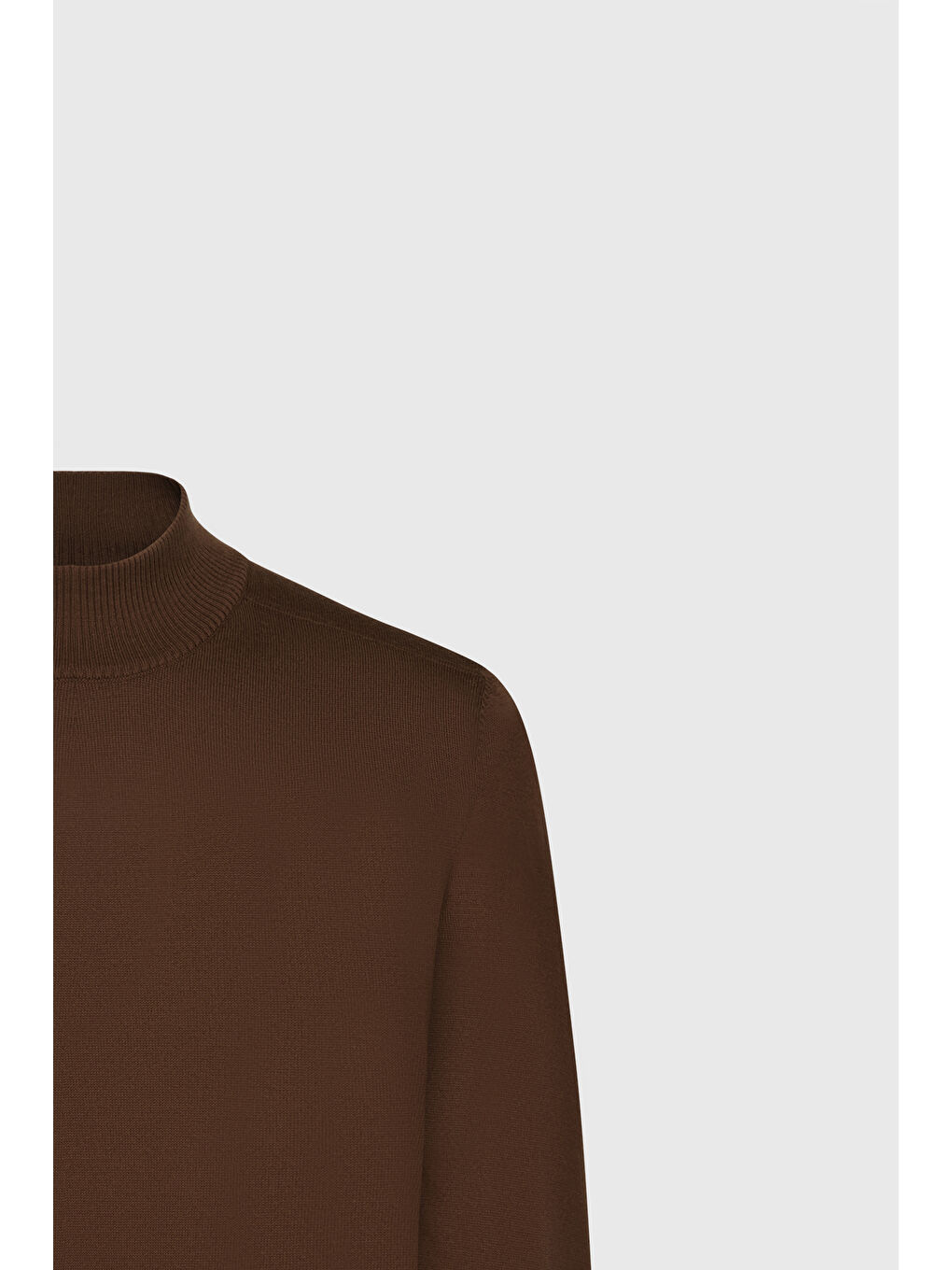 Kahverengi Erkek Tarçın Yünlü Sıcak Tutan Standart Fit Normal Kesim Yarım Balıkçı Yaka Triko Kazak-6