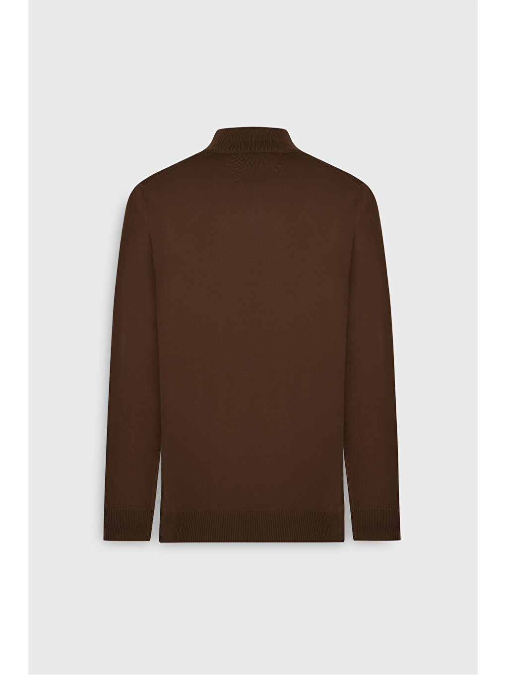 Kahverengi Erkek Tarçın Yünlü Sıcak Tutan Standart Fit Normal Kesim Yarım Balıkçı Yaka Triko Kazak-8