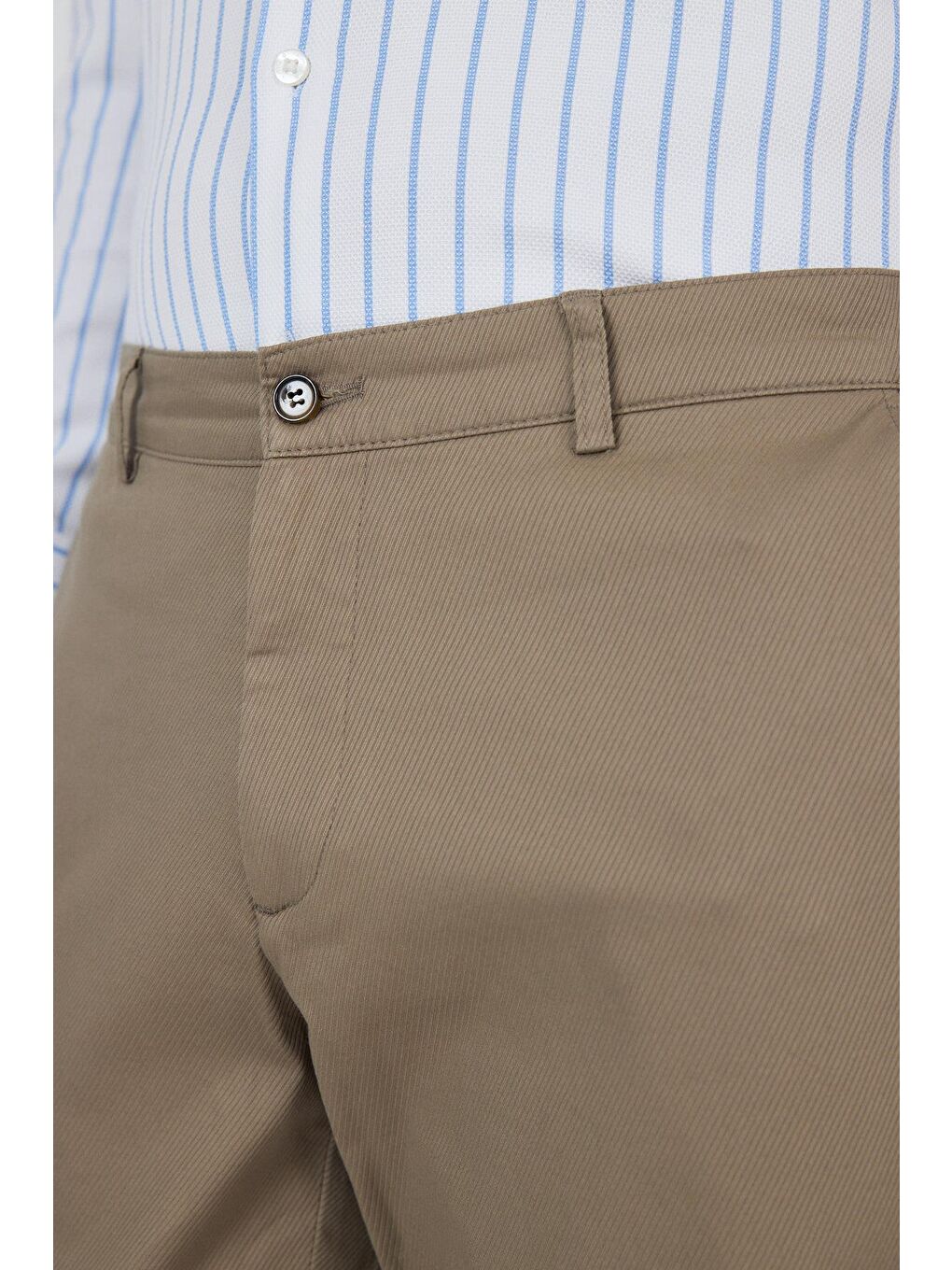 Kahverengi Koyu Vizon Gabardin Yan Cep Düz Paça Comfort Fit Pamuklu Casual Chino Pantolon 1003250121-3