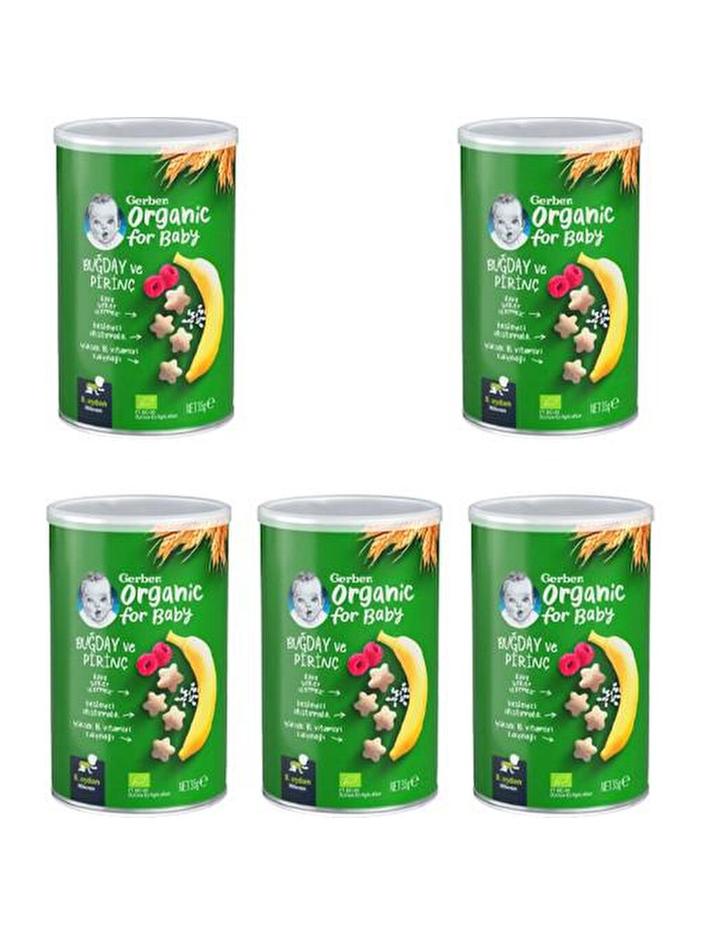 Gerber Organik Pirinçli Buğdaylı Muzlu Bebek Atıştırmalığı 35g x 5