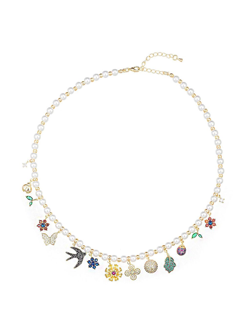 Beyaz Lüks İncili Charm Kadın Kolye-1