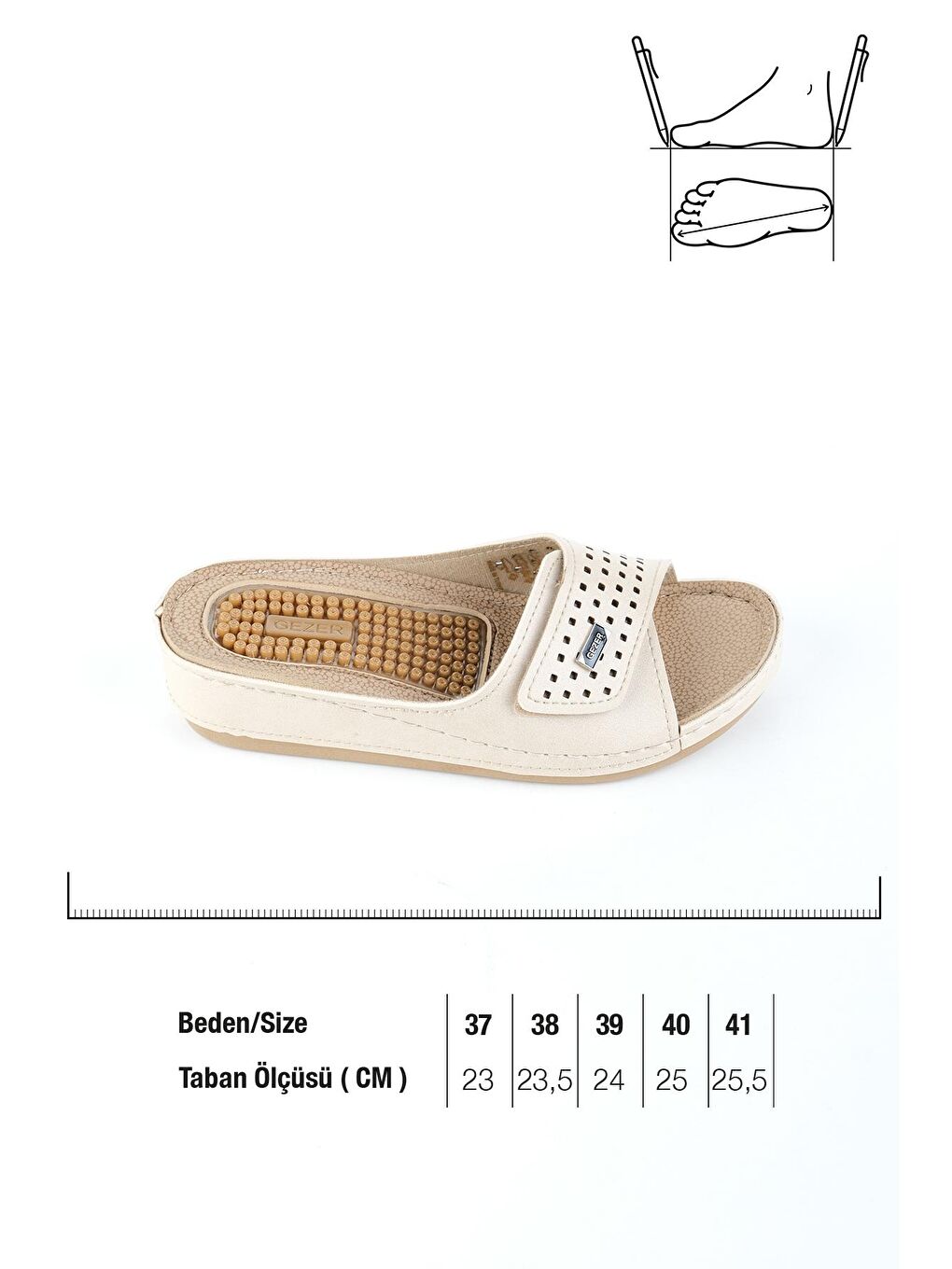 Ekru Yazlık Kadın Masaj Taban Terlik-1