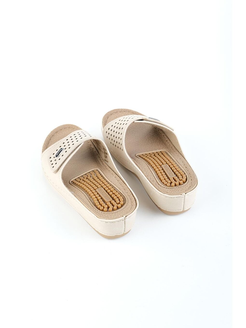 Ekru Yazlık Kadın Masaj Taban Terlik-3