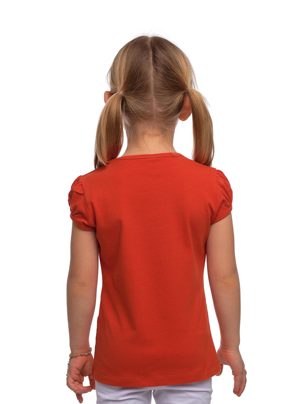 Kahverengi Kiremit Kız Çocuk Kısa Kollu Basıc Tişört-2