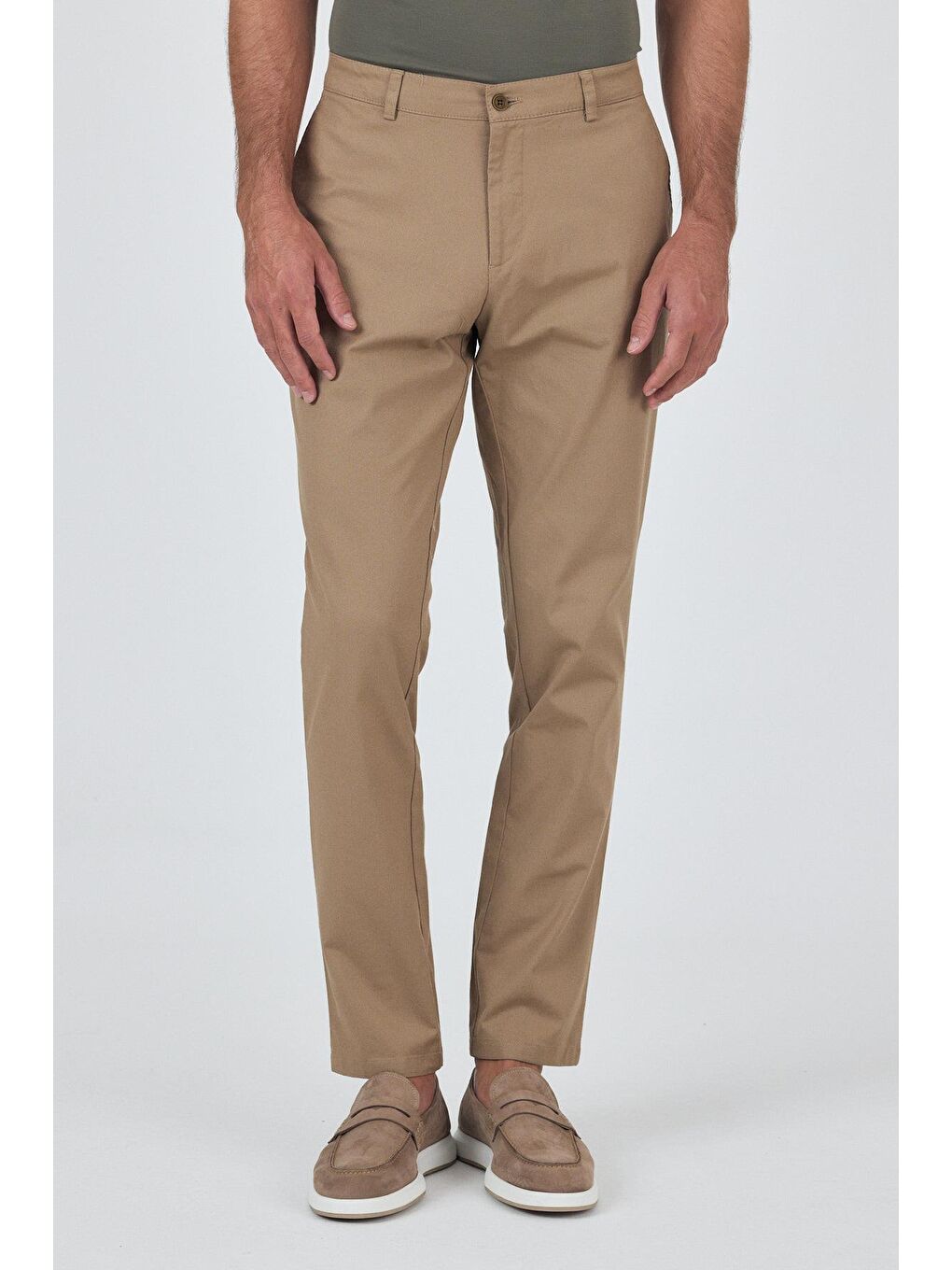 Kahverengi Koyu Vizon Armürlü Yan Cep Düz Paça Slim Fit Pamuklu Casual Chino Pantolon 1003250120