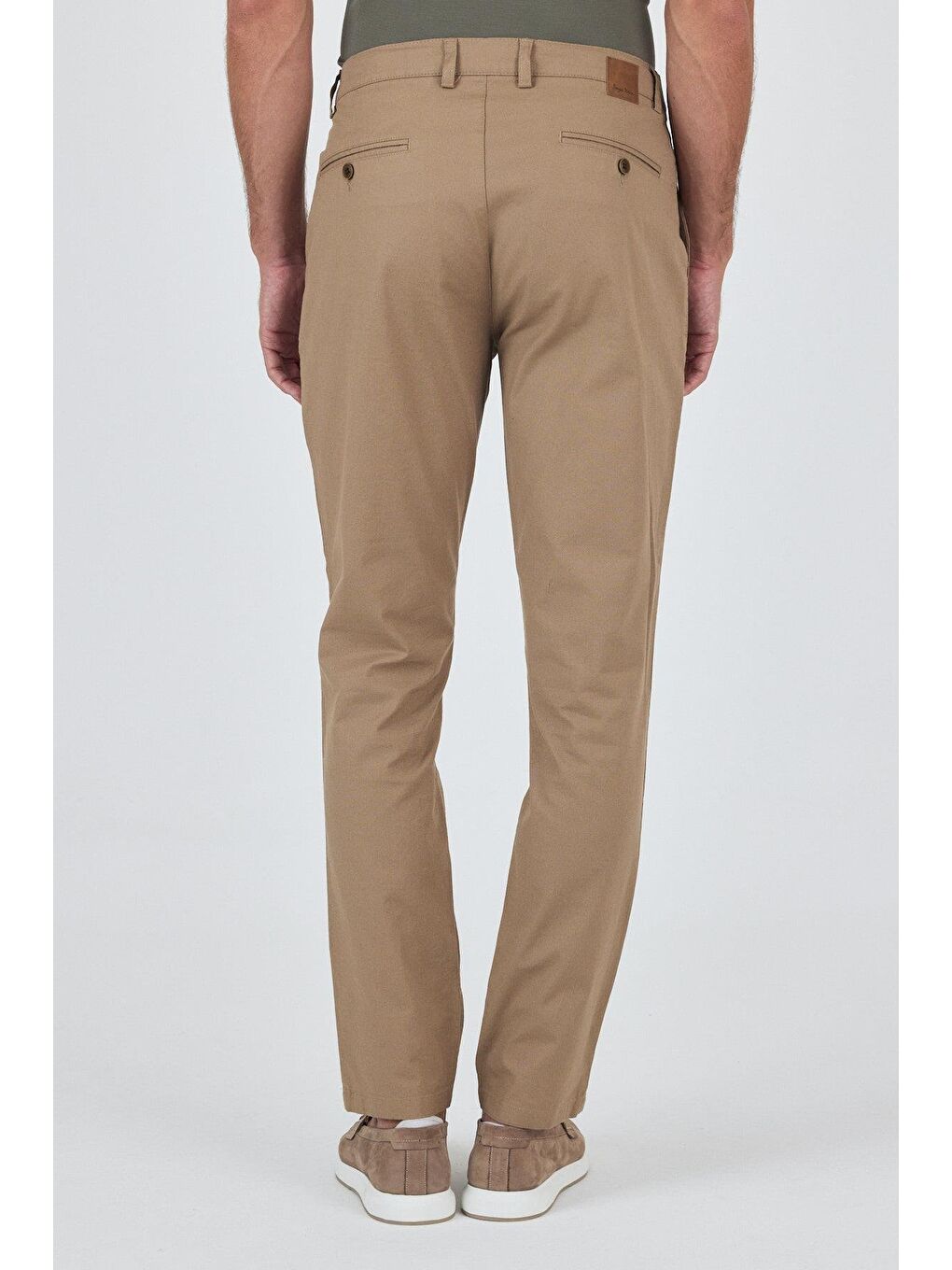 Kahverengi Koyu Vizon Armürlü Yan Cep Düz Paça Slim Fit Pamuklu Casual Chino Pantolon 1003250120-4