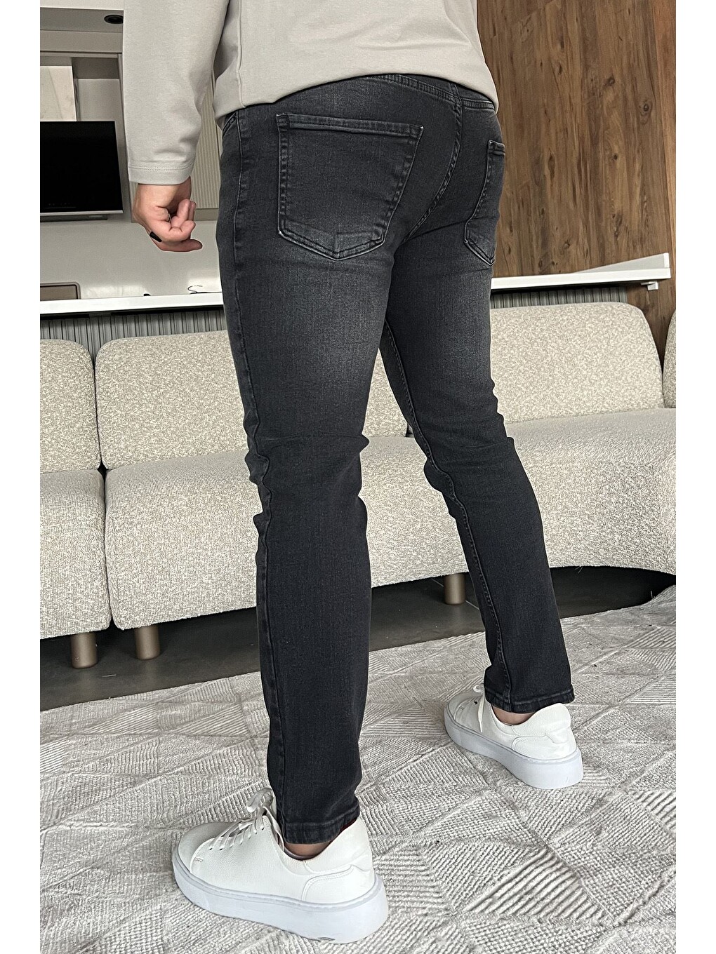 Gri Erkek Elastanlı Jean Pantolon-2