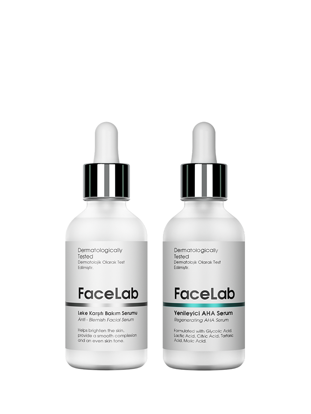 FaceLab Şeffaf 2'li Cilt Bakım Seti - Yenileyici AHA Peeling Serum + Leke Karşıtı Serum