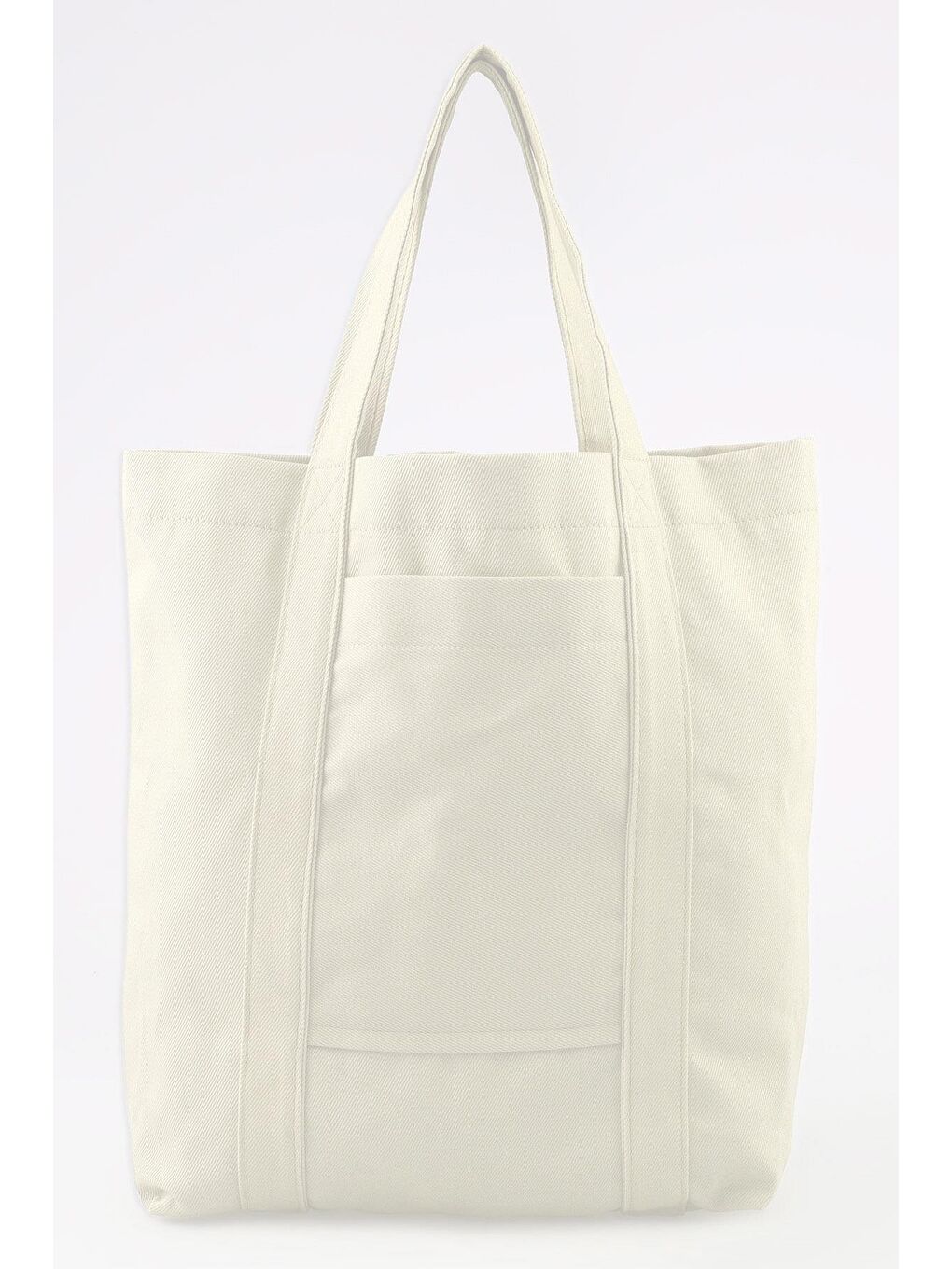 Kısa Sap Cepli Model Ekru Çanta | 45cm Sap