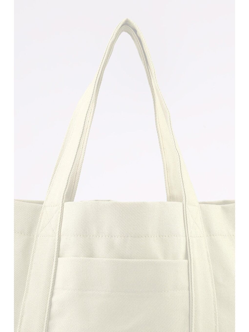 Kısa Sap Cepli Model Ekru Çanta | 45cm Sap-4