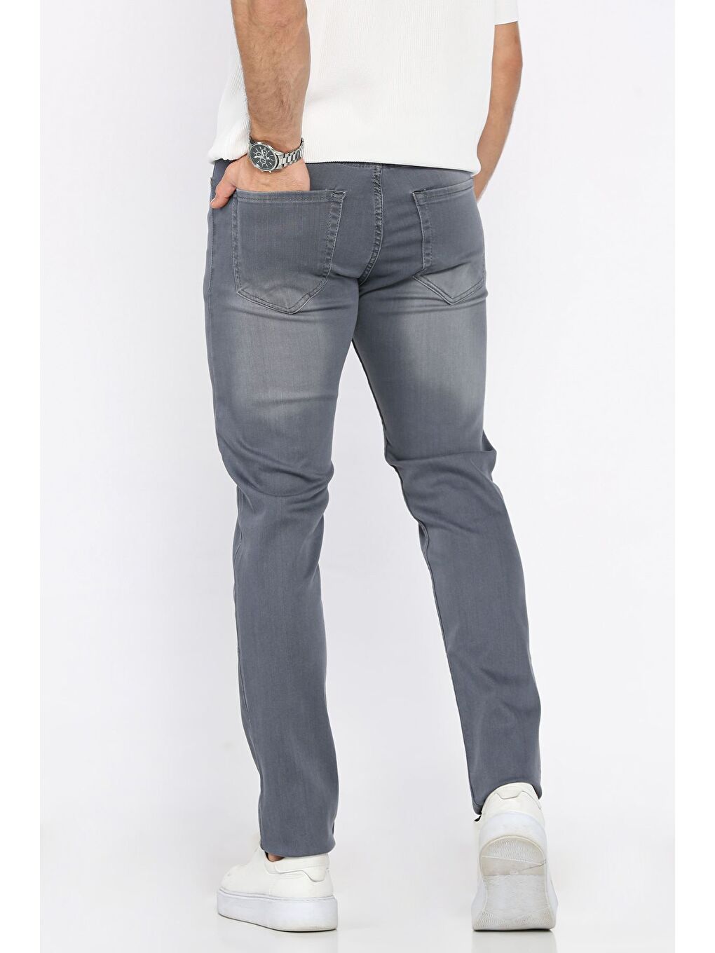 Gri Erkek Elastanlı Jean Pantolon-2