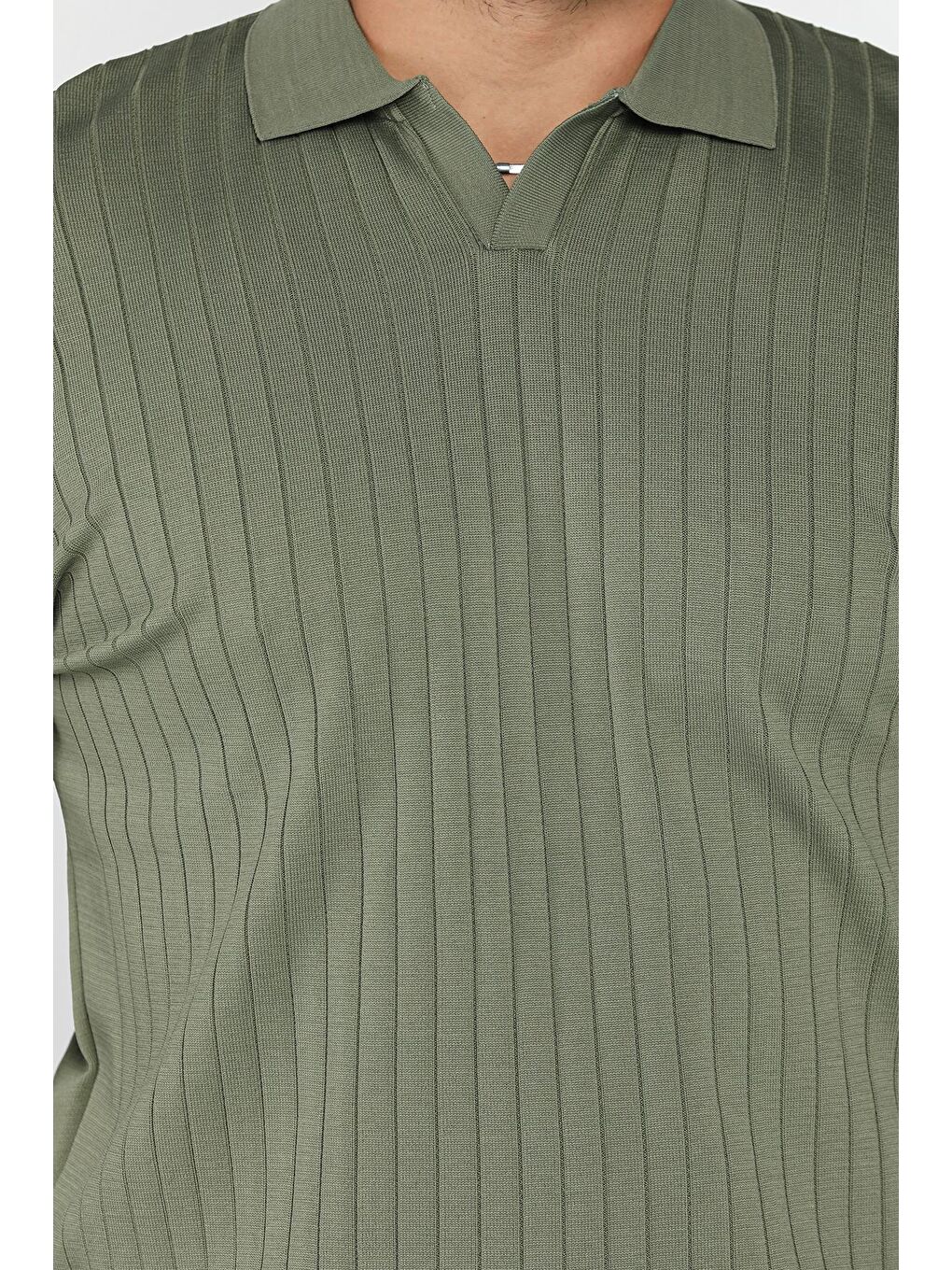 Haki Erkek Polo Yaka Triko Kazak-3