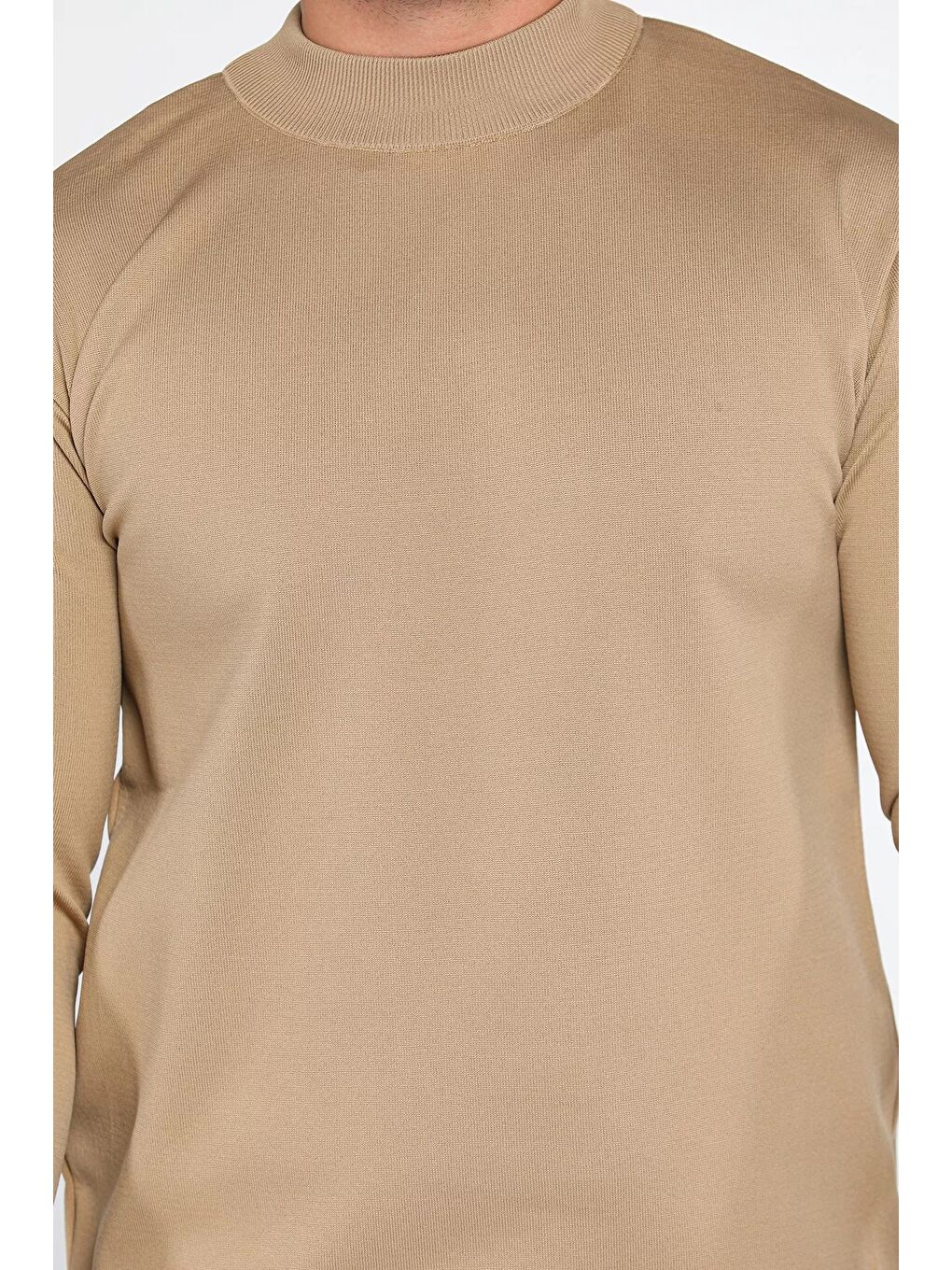 Ekru Erkek Yarım Balıkçı Triko Kazak-3