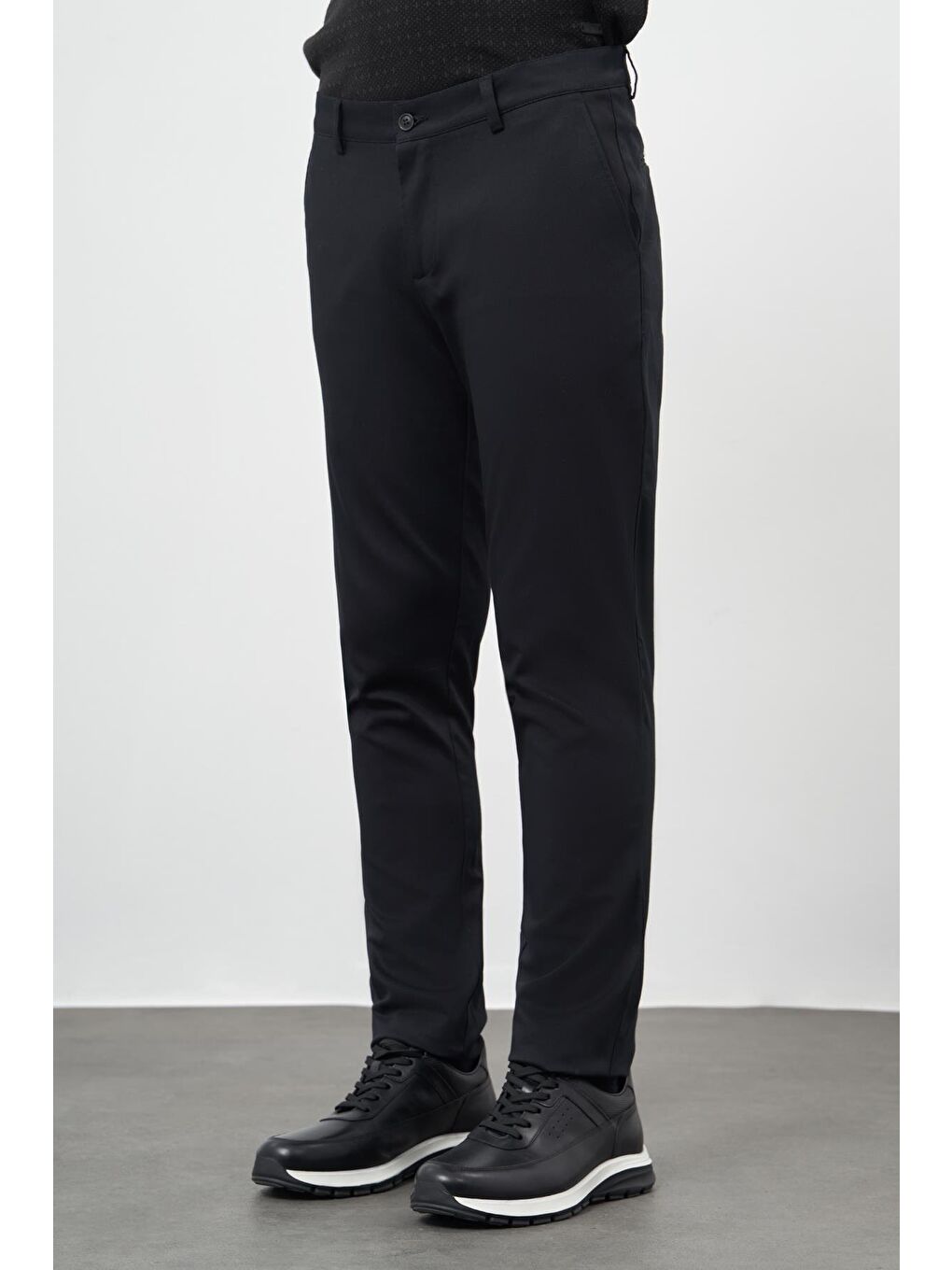 Siyah Pamuklu Yandan Cepli Casual Slim Fit Chino Pantolon 1003245150-2