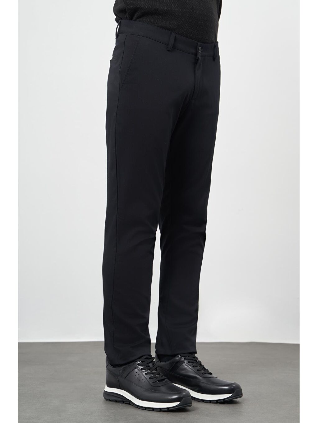 Siyah Pamuklu Yandan Cepli Casual Slim Fit Chino Pantolon 1003245150-3